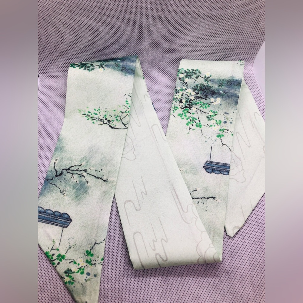 Scenic Green and Blue Scarf Tie